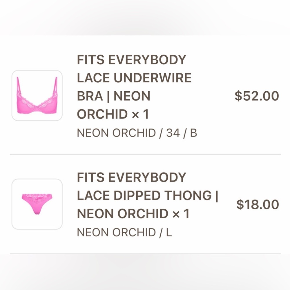SKIMS Fits Everybody bra and thong set- color Neon Orchid - NWT - Picture 10 of 12